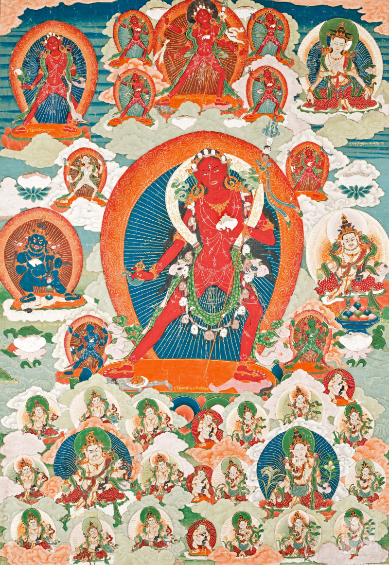 THANGKA REPRÉSENTANT VAJRAVARAHI  BHOUTAN, XVIIIE-XIXE SIÈCLE